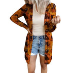 Damen Langarm-Cardigan mit knöpfbarem Design und einzigartigem Batikmuster R&B