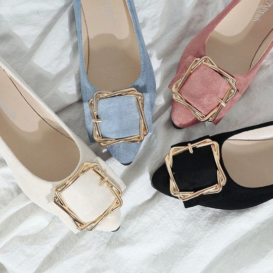 Damen Ballerinas mit eleganter Schmuckschließe R&B