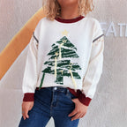 Damen Weihnachts-Pullover mit festlichem Baum-Motiv und edlen Details R&B