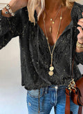 Damen Elegante und feminine Bluse mit V-Ausschnitt und Spitzenakzenten