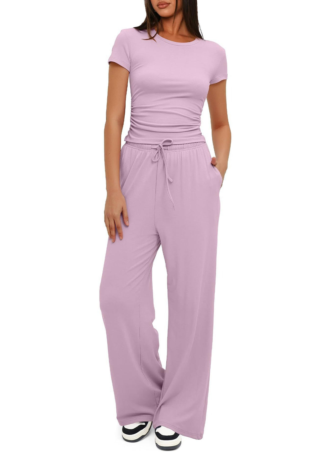 Damen Lässiges Lounge-Set mit weitem Oberteil und bequemen Hosen R&B