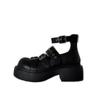 Damen Modische Plateau-Sandalen mit doppelten Riemen und verstellbaren Schnallen