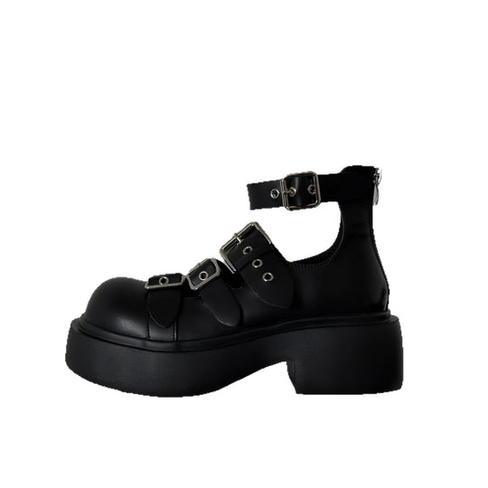 Damen Modische Plateau-Sandalen mit doppelten Riemen und verstellbaren Schnallen R&B