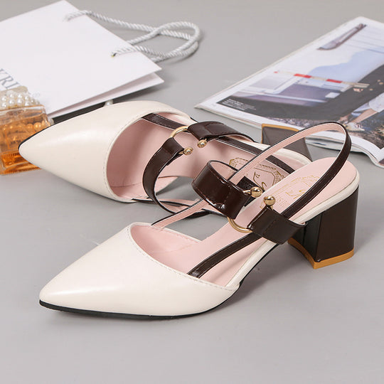 Damen Elegante Slingback-Pumps mit modischem Blockabsatz und verstellbarem Riemen R&B