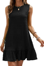 Damen lässiges Kleid mit Rüschensaum und strukturiertem Stoff R&B