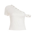 Damen elegantes Oberteil aus zarter Spitze mit kurzem Ärmel und aufregendem Design R&B