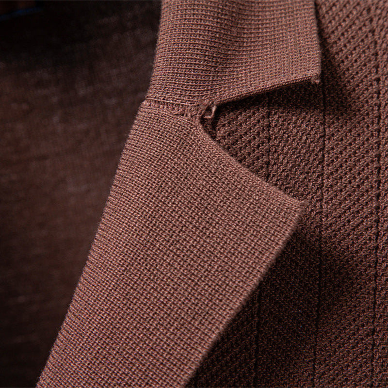 Herren nan Kurzarm Strickcardigan mit Reverskragen und feinem Strukturstrick R&B