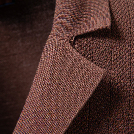 Herren nan Kurzarm Strickcardigan mit Reverskragen und feinem Strukturstrick R&B