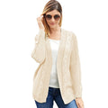 Damen Grobstrickcardigan mit kreativen Zopfmustern und lässigem Schnitt R&B