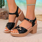 Damen Plateau-Sandalen mit elegantem Riemendesign und bequemer Sohle R&B