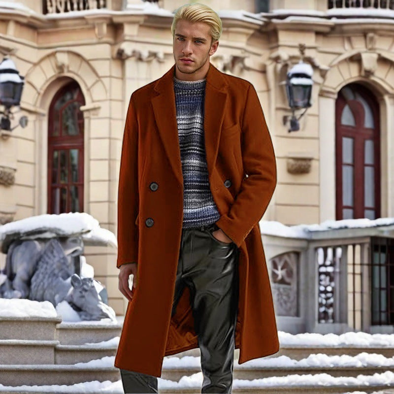 Herren eleganter doppelreihiger Wollmantel R&B