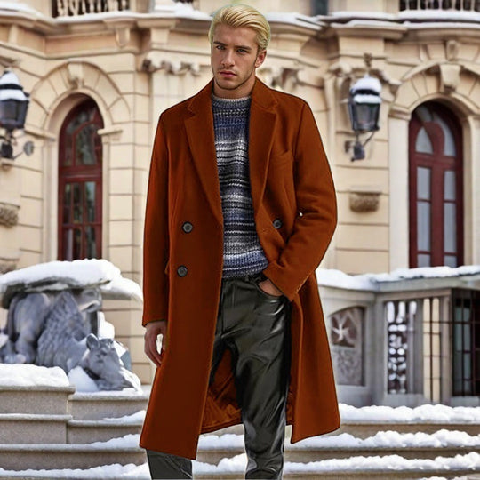 Herren eleganter doppelreihiger Wollmantel R&B
