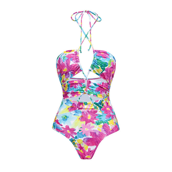 Damen Bikiniset mit voluminösen Rüschendetails und fließendem Maxi-Rock R&B