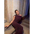 Damen Elegantes Abendkleid mit asymmetrischem Schnitt und gerafften Details R&B