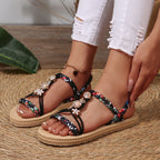 Damen modische Sandalen mit floralem Dekor und komfortabler Sohle R&B