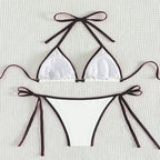 Damen Triangel-Bikini mit verstellbaren Bindändern und glamourösen Akzenten