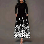 Damen Maxikleid mit floralem Design und praktischen Taschen R&B