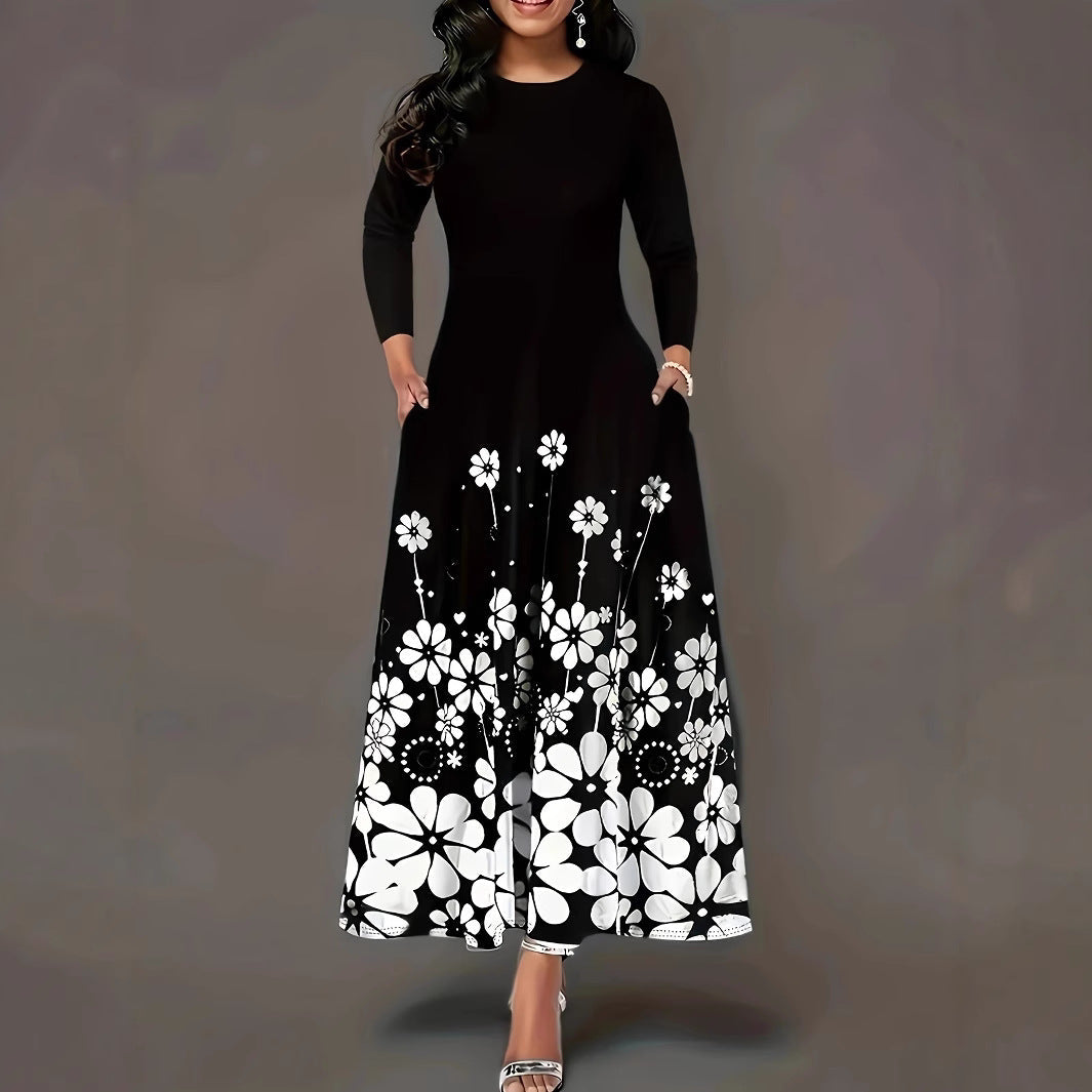 Damen Maxikleid mit floralem Design und praktischen Taschen R&B