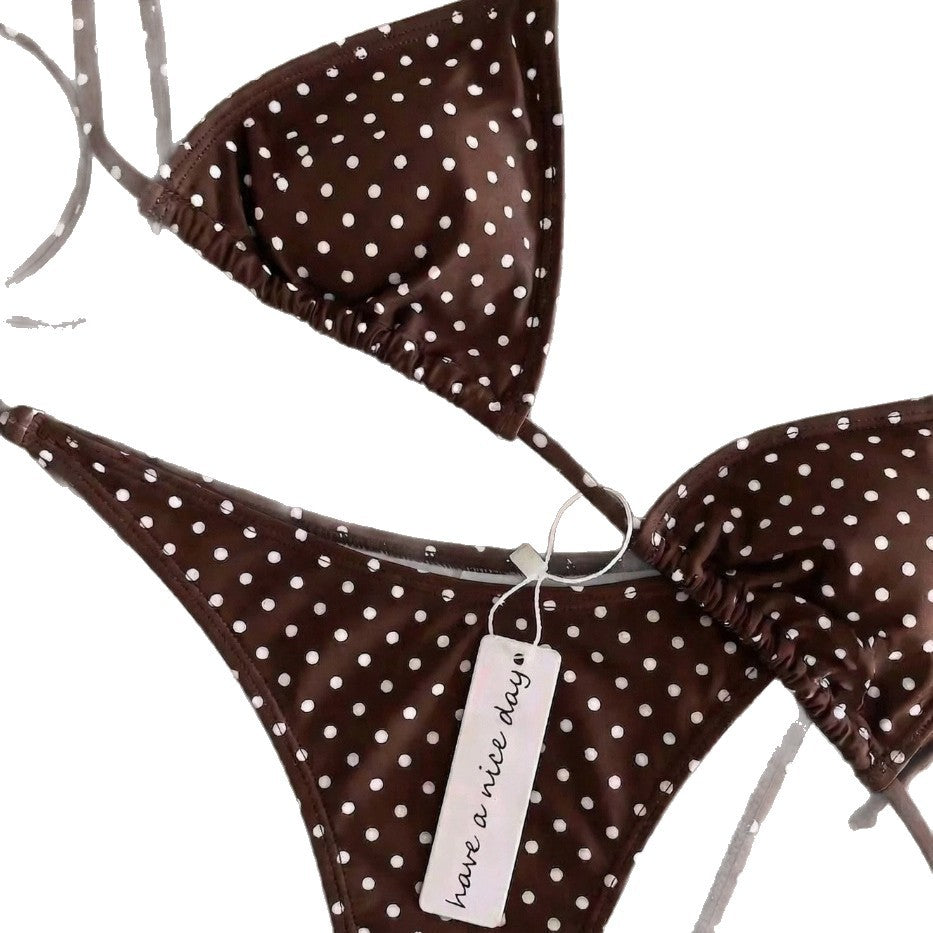 Damen Triangel-Bikini mit klassischem Punktmuster R&B