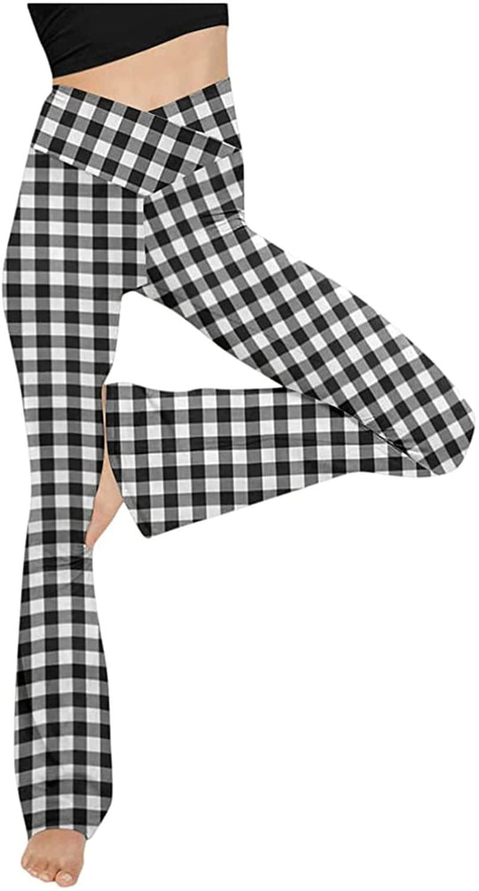 Damen Bootcut Yoga-Hose aus elastischem Material mit hohem Bund R&B