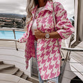 Damen Langarm-Shirtjacke im Chevron-Muster mit praktischen Taschen R&B