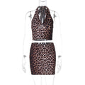 Damen Leo-Muster Crop Top und Minirock Set R&B