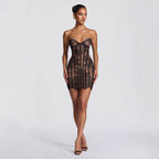 Damen Elegantes Korsettkleid mit Spitzenverzierung und transparenter Optik R&B