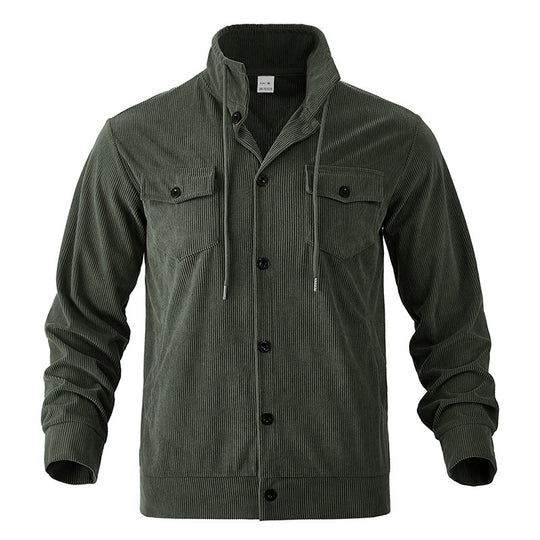 Herren stylische Kordjacke mit verstellbarem Kragen und praktischen Brusttaschen R&B