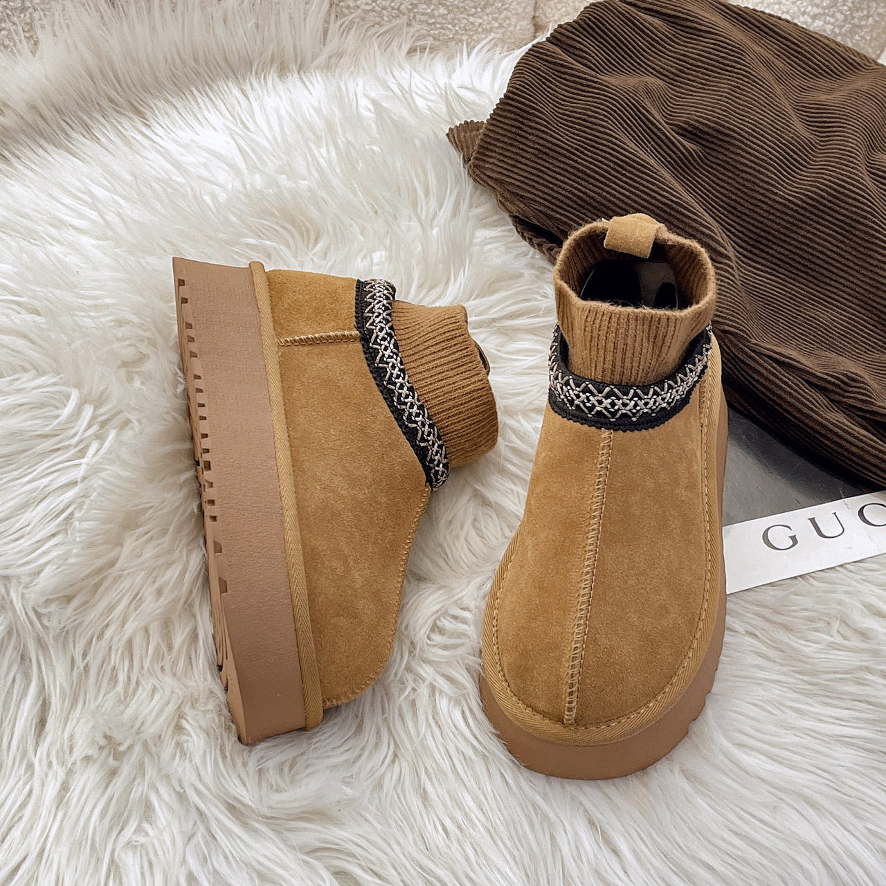 Damen modische Ankle Boots mit elastischem Kragen und rutschfester Sohle R&B