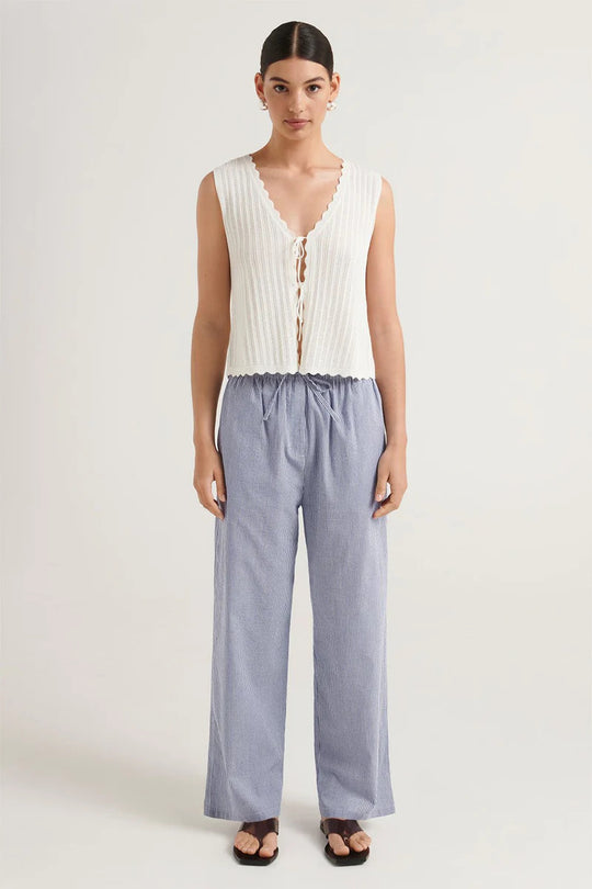 Damen lässige bequeme Schlafhose aus leichtem Baumwollstoff mit eleganten Streifen R&B