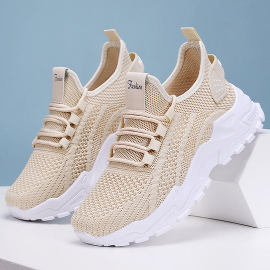 Damen Atmungsaktive Fitness Sneakers mit flexiblem Strickoberteil und rutschfester Sohle R&B