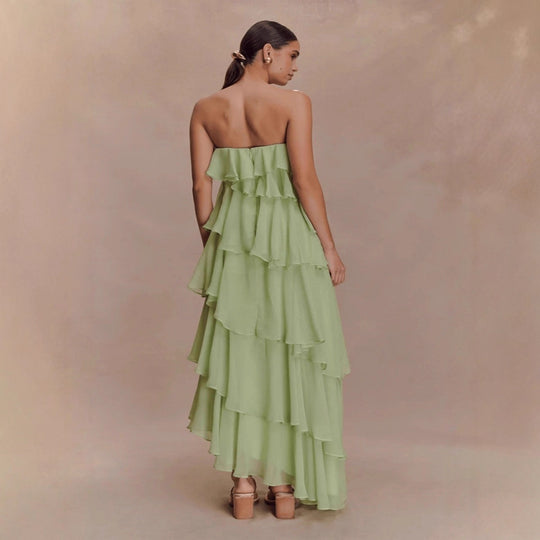 Damen Langes Rüschensommerkleid mit gerafften Details R&B