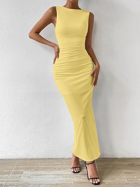 Damen Maxikleid mit figurbetontem Schnitt und seitlichem Schlitz R&B
