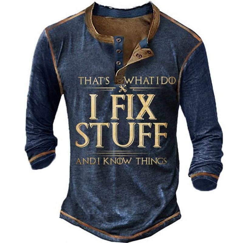 Herren lässiges Langarmshirt mit motivierendem Druck