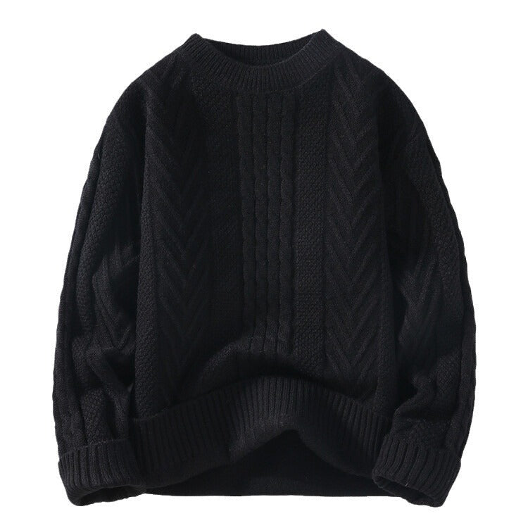 Herren Grobstrickpullover mit Zopfmuster und lässigem Schnitt R&B