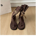 Damen modische Zehentrenner-Sandalen mit hohem Raffungseffekt R&B