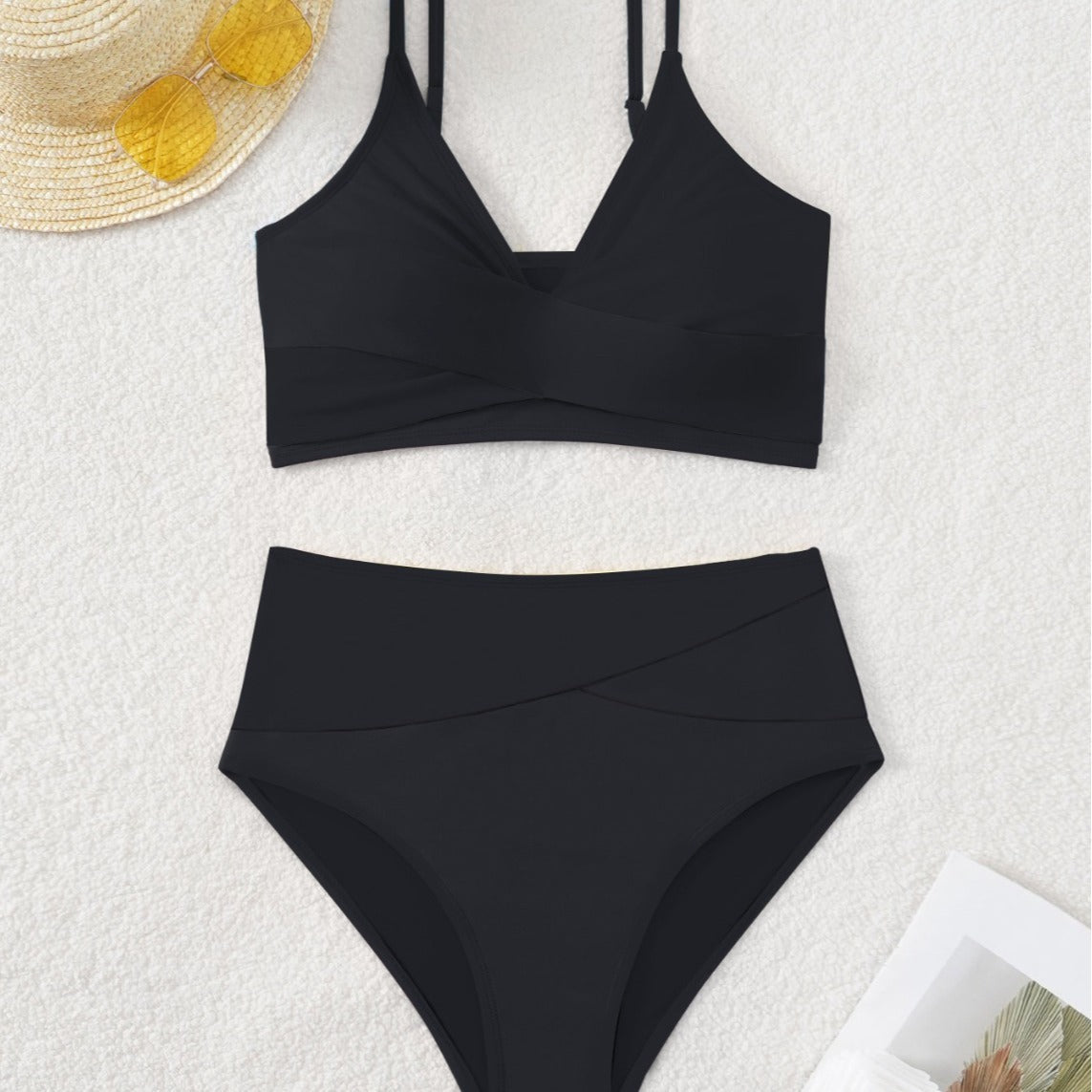 Damen Hochtaillierter Bikini mit überkreuztem Oberteil und eleganten Raffungselementen R&B