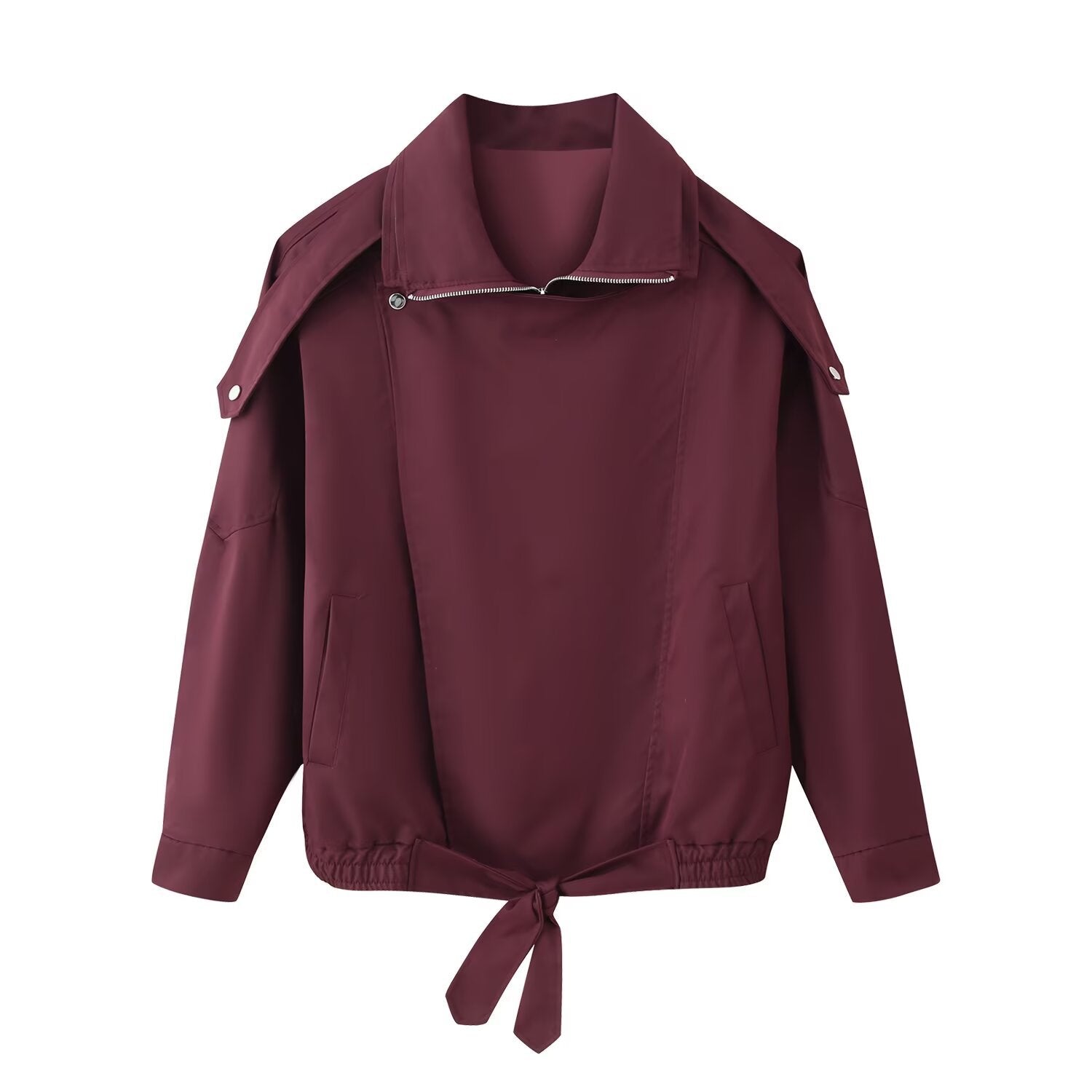 Damen lässige Übergangsjacke mit hohem Kragen und verstellbarem Kordelzug R&B