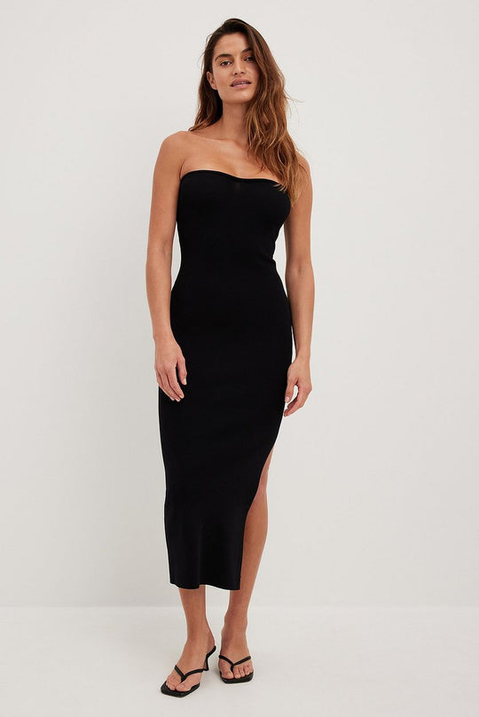 Damen langes Sommerkleid mit figurbetontem Schnitt und seitlichem Schlitz R&B