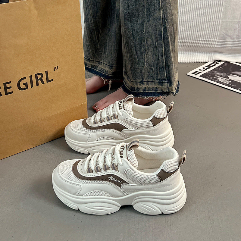Damen modische Chunky Sneakers mit atmungsaktiver Mesh-Oberfläche und gepolsterter Sohle R&B