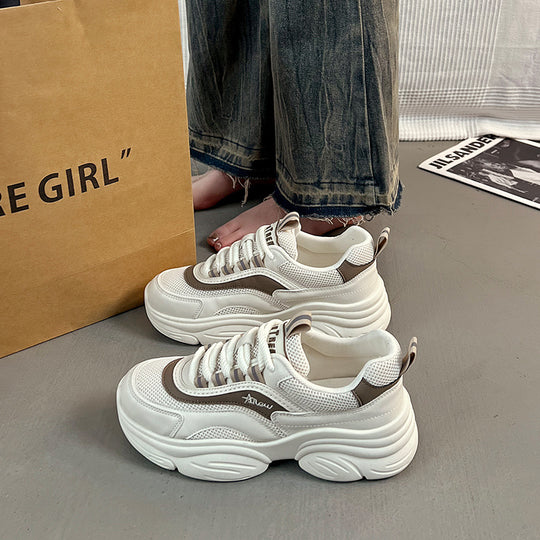 Damen modische Chunky Sneakers mit atmungsaktiver Mesh-Oberfläche und gepolsterter Sohle R&B