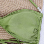 Damen Bandeau-Bikini mit eleganten Perlenschnüren R&B
