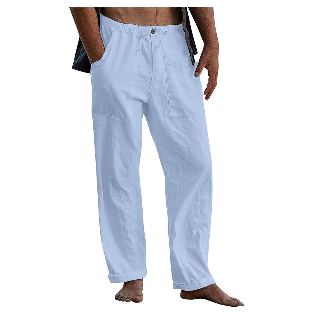Herren Relaxed Fit Leinenhose mit elastischem Bund und praktischen Taschen R&B