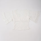 Damen Spitzenoberteil mit weitem Ärmel und romantischen Rüschendetails R&B