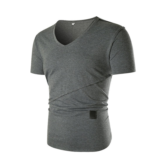 Herren V-Ausschnitt T-Shirt mit asymmetrischem Schnitt und elastischem Bund R&B