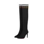Damen wadenhohe Strümpfe mit elegantem Stiletto-Design und modischem Rippmuster R&B