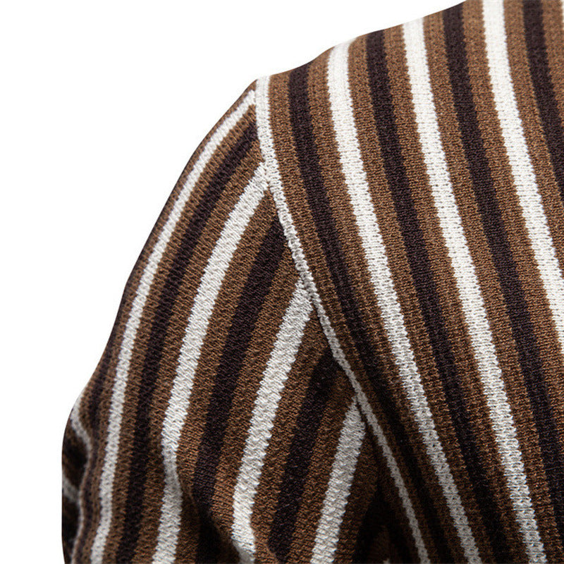 Herren nan gestreiftes Strickpoloshirt kurzarm aus feiner Baumwollmischung mit Polokragen und Rippbündchen R&B
