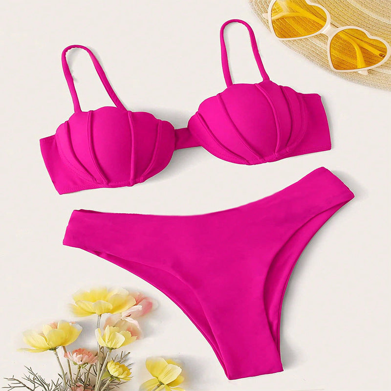 Damen Triangel-Bikini mit strukturierter Haptik und hochgeschnittenem Unterteil R&B