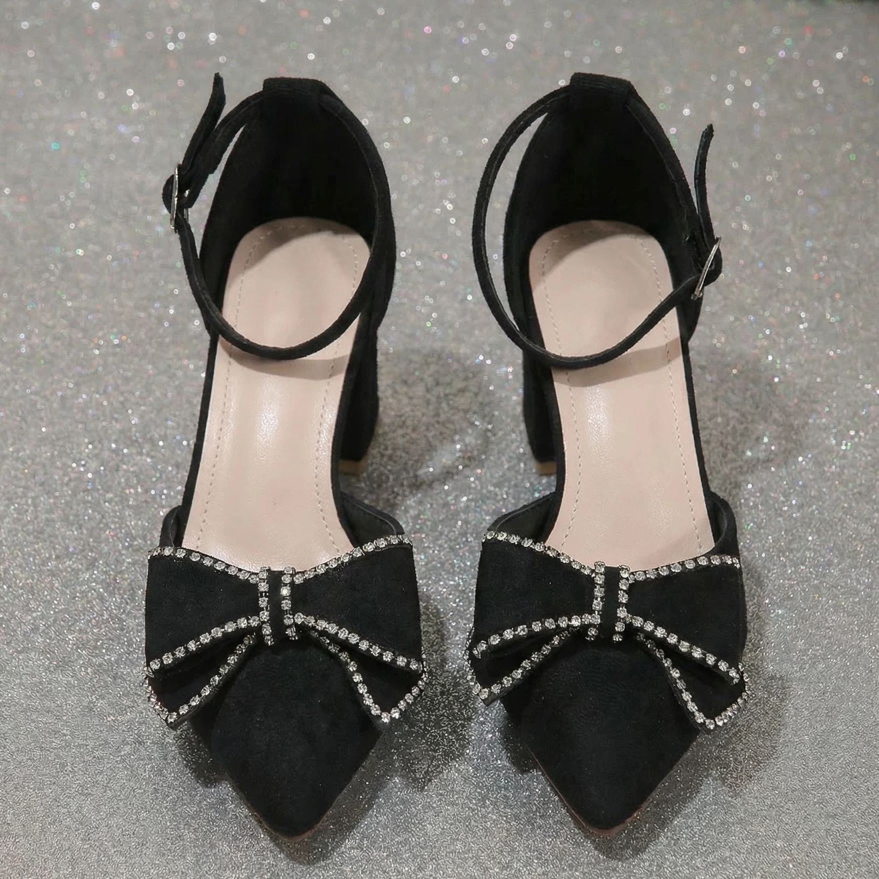 Damen elegante Slingback-Pumps mit funkelnden Schleifendetails R&B
