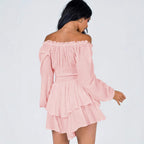 Damen Voluminöses Off-Shoulder Kleid mit voluminösen Ärmeln